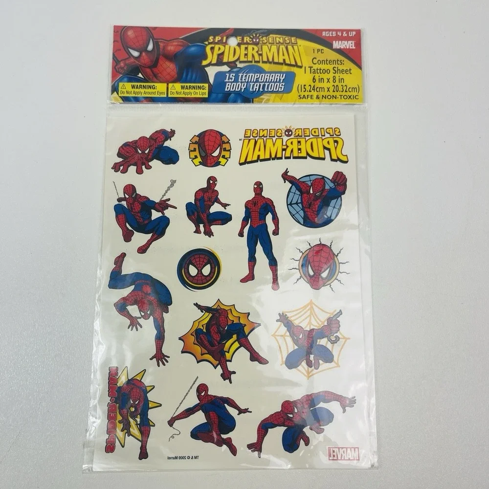 Marvel Spider-Man Temporary Tattoos 15 Count Spider Sense Tattoo Sheet 6x8in